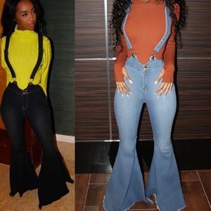 Denim Flare Overalls